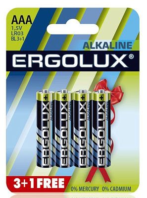 Батарейка LR 03 / ААА ERGOLUX Alkaline BL*3+1 АКЦИЯ