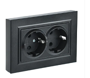 Розетка 2-ая с/з черн. BRITE СП, 16А (РС12-3-БрЧ) (в сборе) ИЭК