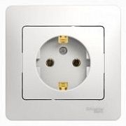 Розетка с/з белый СП, 16А ( в сборе с рамкой) GLOSSA