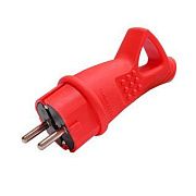 Вилка прямая каучук с ушком 2Р+Е 16А 250В IP44 КРАСНАЯ Универсал