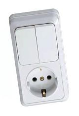 Блок комб. ОП верт (2кл. выкл + розетка с/з) TANGO