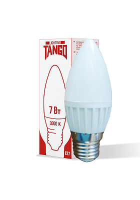 Лампа светодиодная 7W E27 свеча 3000K 220V (TANGO LED C37-7W-E27-N) крафт упаковка TANGO